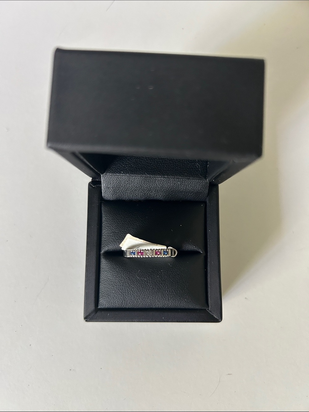 Costume Alloy Silver Multicolor Bar Ring - Size 7